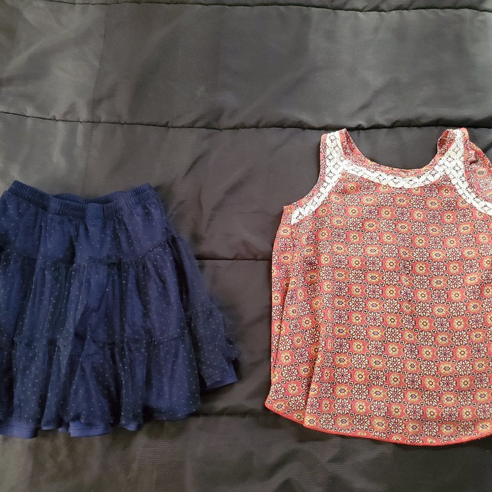 girl 10 navy skirt and top